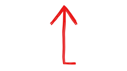 Bold Red Hand-Drawn Arrow Ascending