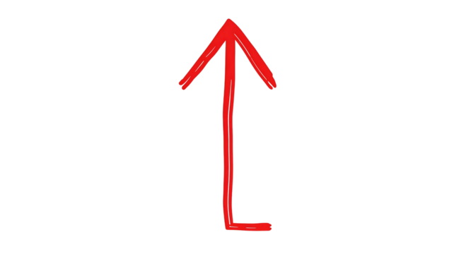Bold Red Hand-Drawn Arrow Ascending
