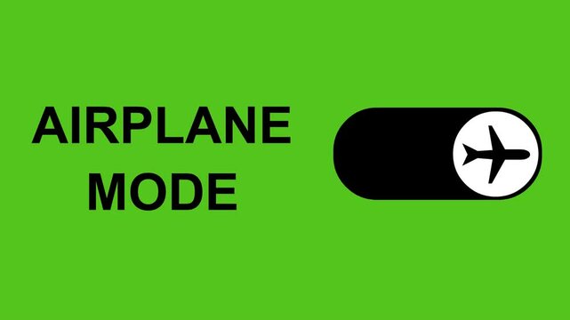 video animation black and white icon button airplane device, on a green chroma key background