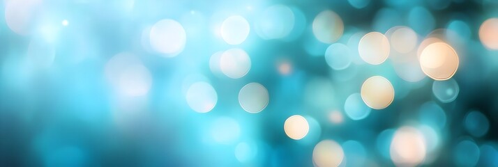 Obraz premium Captivating teal and blue blurred abstract background with shimmering and dazzling bokeh patterns creating a serene dreamy and ethereal atmosphere