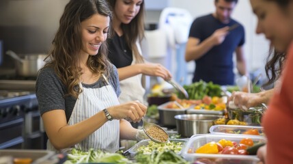 A nutrition workshop with participants learning about healthy eating and making nutritious meals.