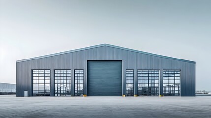 Obraz premium Sleek and Robust Modern Steel Warehouse Building for Advertising Campaign