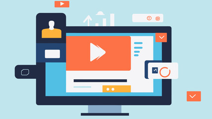 Social Media Interface Vector Illustration Flat Design, Interactive Dashboard Mockup, Modern Digital Marketing and Online Engagement Concept, UI UX Elements