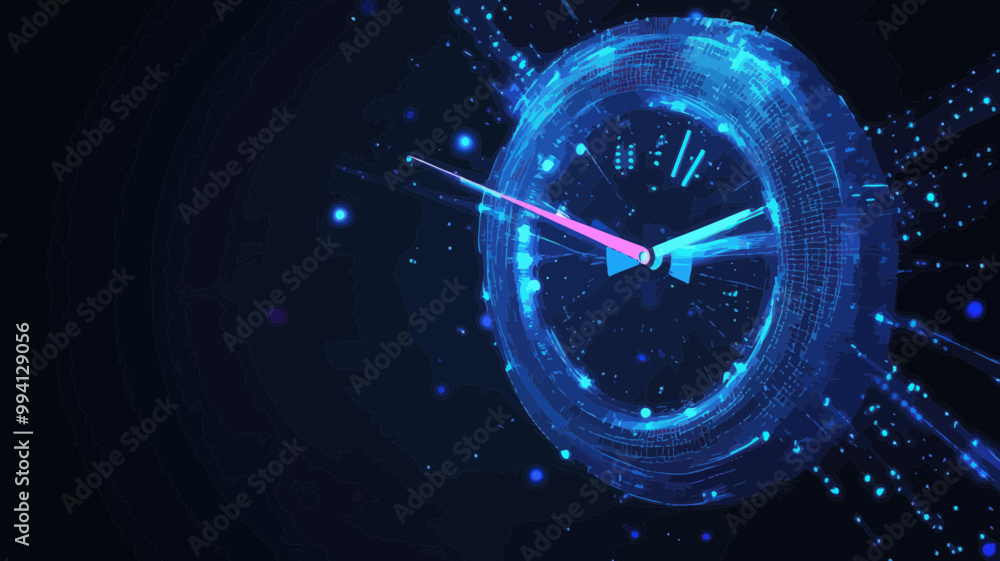 Poster abstract low poly 3d network cable and speedometer gauge illustration - super fast internet concept 