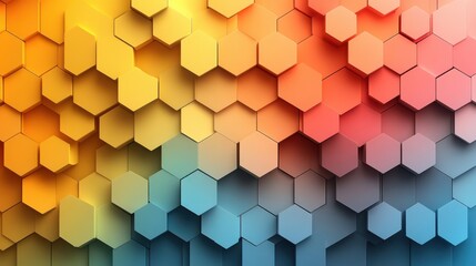 A Gradient of Hexagons Transitioning From Warm Yellow to Cool Blue