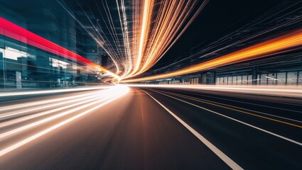 traffic in the city at night light tail