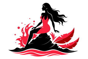 Silhouette of a mermaid collection vector illustration