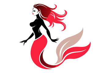 Silhouette of a mermaid collection vector illustration