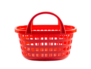 Plastic shopping basket isolated on transparent background