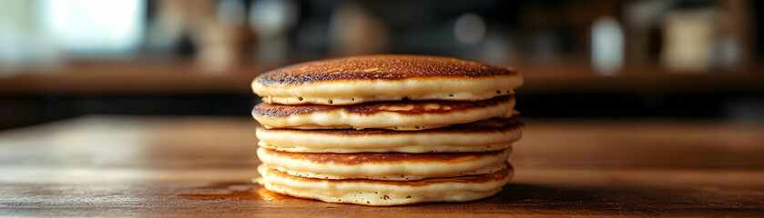 Stack of Delicious Pancakes on a Wooden Surface