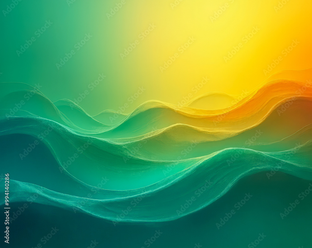 Canvas Prints yellow green waves elements abstract background