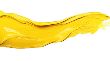 Abstract yellow paint splash, dynamic fluid liquid motion, graphic design element on black background