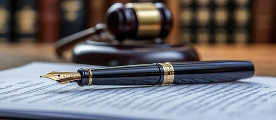 Naklejka premium Fountain Pen and Gavel