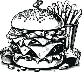 Hamburger Icon Concept Vector Illustration Design Silhouette Style On Isolated White Background