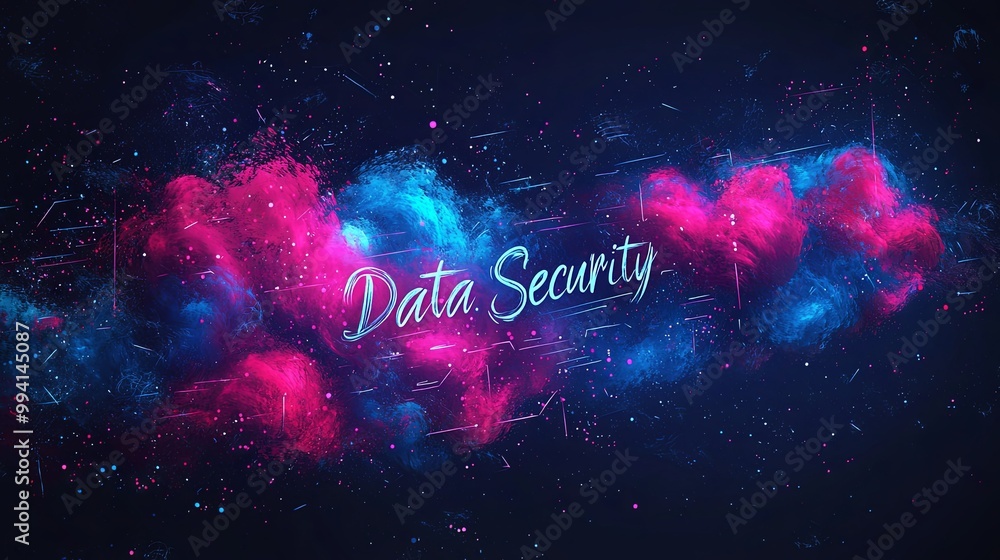 Poster a visually striking image depicting data security with a blend of vivid colors, illustrating the imp
