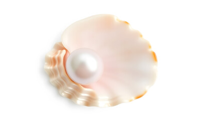 Pearl on shell isolated on white background with clipping path. Generative AI