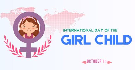 Campaign or celebration banner for International Day of girl child, october 11