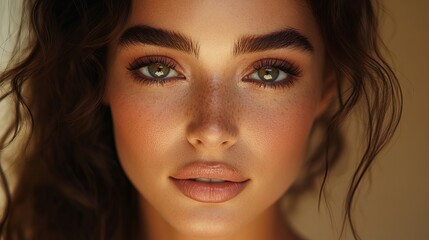 Fototapeta premium closeup portrait of a sensual model looking at camera, concept of beauty, skincare and cosmetics