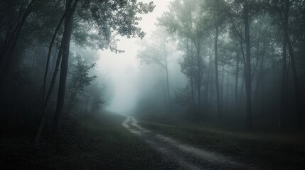 Obraz premium Capturing scenes shrouded in fog, whether itâ€™s a forest, cityscape, or open field, creates an eerie, peaceful, or mysterious atmosphere. 