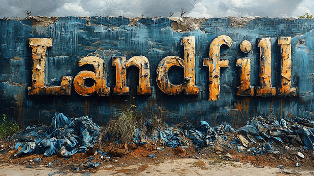 An impactful image showing a landfill filled with heaps of garbage, underlining the pressing environmental issue of waste management and pollution control.