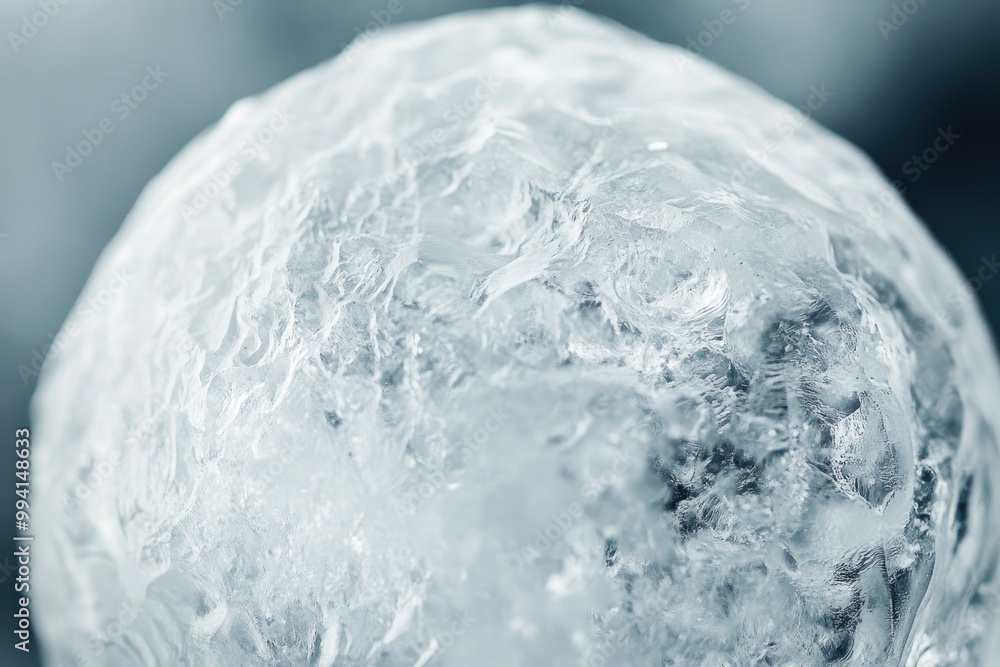 Poster close-up of a frozen water sphere with intricate patterns