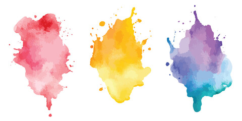 Set of hand drawn splash watercolor, watercolor vector stains; background for title and logo.