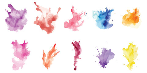Set of hand drawn splash watercolor, watercolor vector stains; background for title and logo.