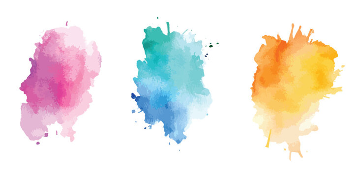 Set of watercolor circles multicolored, Colors watercolor paint stains vector backgrounds.