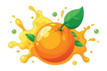 Fresh Orange fruit splash illustration on white background.