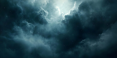 Obraz premium Cosmic Clouds Swirl in Dark Nebula with Sparkling Stars Background