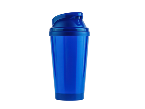 Isolated Blue Plastic Protein Shaker Against A Transparent Background, Shaker Bottle PNG