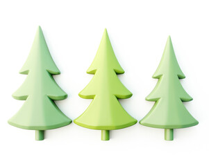 Obraz premium vector illustration of a set of three Christmas trees on a white background isolated