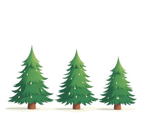 vector illustration of a set of three Christmas trees on a white background isolated