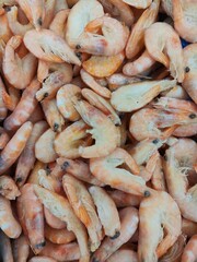 fresh shrimps on a market stall