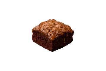 Chocolate sweet brownie cake in a square shape