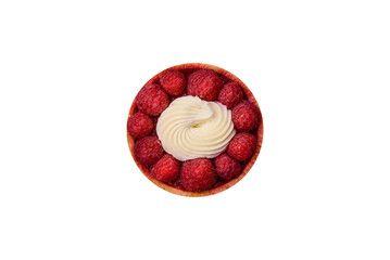 Sweet tartlet with raspberries and cream