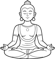 Meditation practices single line art vector illustration on white background.