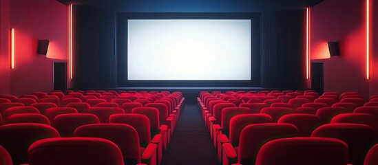 Empty Cinema Theater with Red Seats
