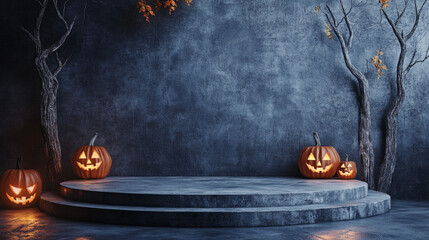 halloween pumpkin podium, halloween background