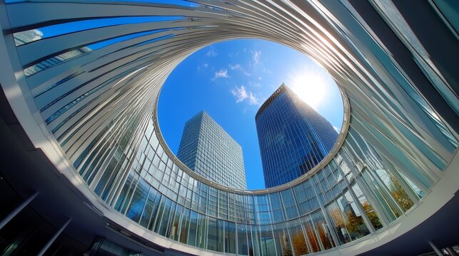Use a fisheye lens to capture the exaggerated curves of a modern building. 