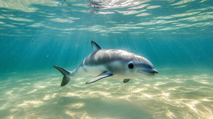 Fototapeta premium Cute Dolphin Under Water