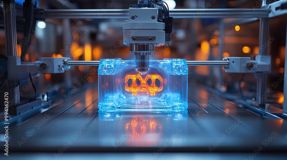 Aufkleber digital creation in a lab using futuristic 3d printing technology, advancing the design and manufact