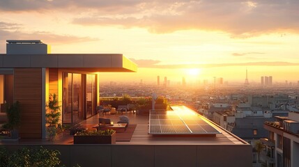 Modern Rooftop Terrace with Sunset View