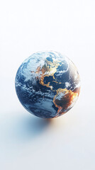 Fototapeta premium planet earth map 2d illustration png, artistic ui look globe flat artwork design element graphic design, earth day, real realistic 3d rendered blue green globe