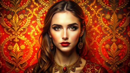 Elegant Red and Gold Background with Textured Patterns for Creative and Artistic Projects