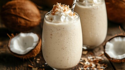 Coconut Milkshake with Whipped Cream