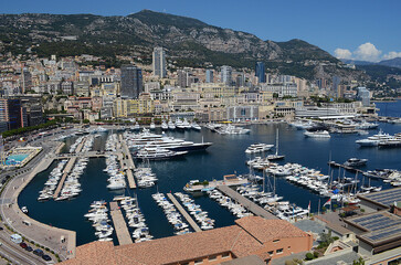 view of harbor in monaco full of yachts