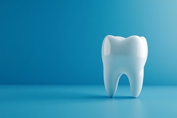Isolated White Tooth Model on Blue Background - Dental Health Concept
