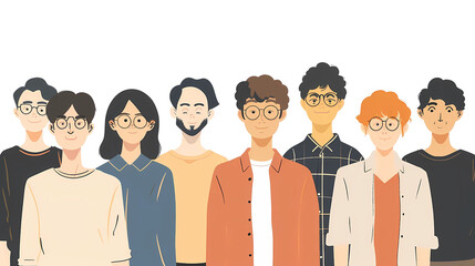 illustrations of a combination of people, white background, png file, transparent background, Generative AI illustrations. 