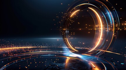 Obraz premium Abstract art shows a circle. The backdrop is round and geometric.